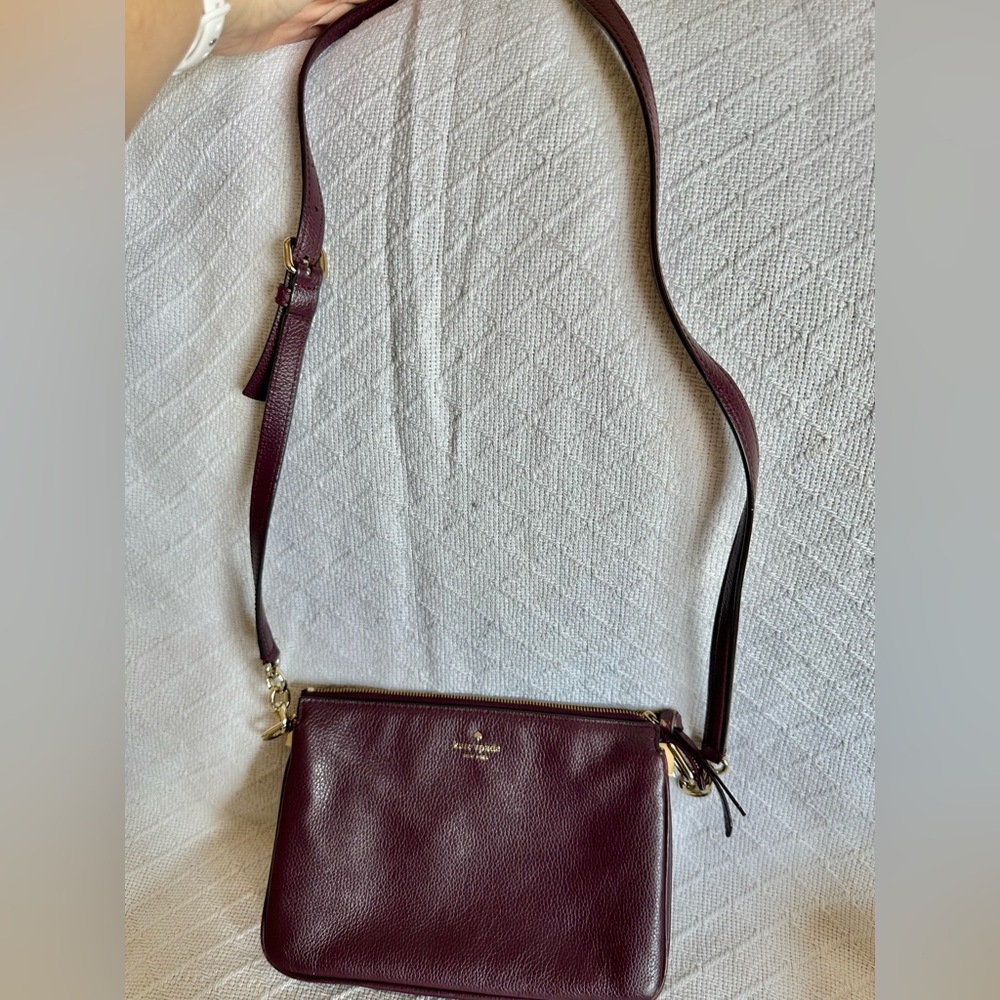 Kate Spade Leather Crossbody Bag Deep Berry